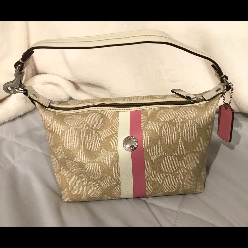 COACH! Small pink white and tan purse